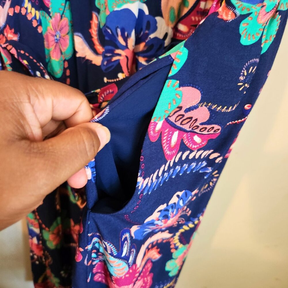 Talbots Navy Blue Floral Paisley Dress | Midi Dress | Size 10 - Picture 4 of 10